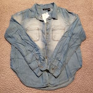 NWT Distressed Chambray/Tencel Shirt